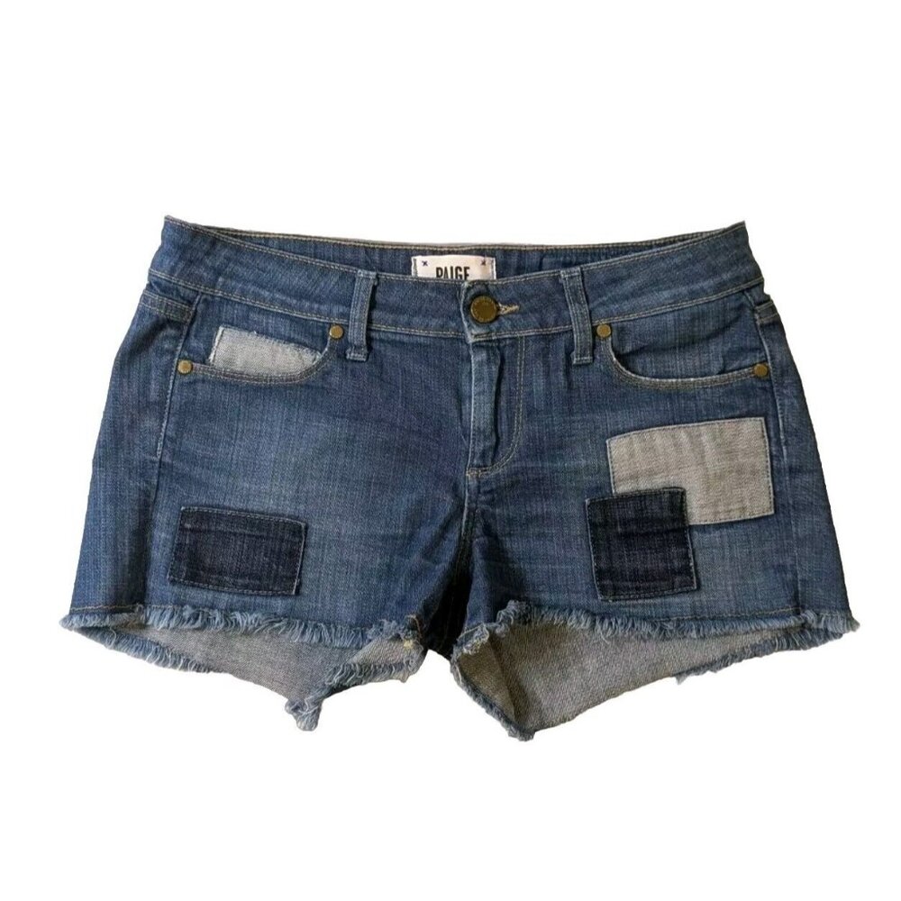 Paige Monica Kala Women Cut Denim Shorts Blue Size 27